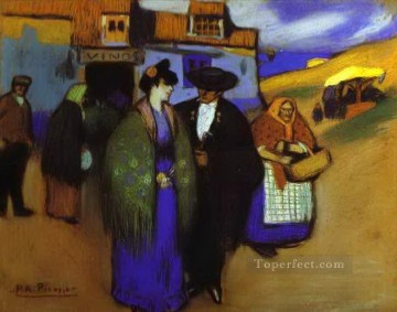 Una pareja española frente a una posada 1900 Pablo Picasso Pinturas al óleo
